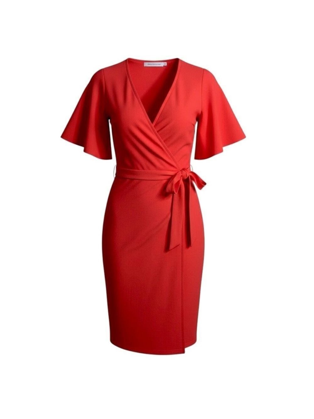Donna Morgan Short Flutter Sleeve Tie Front Crepe Dress
Women Size 8 Scarlet Red